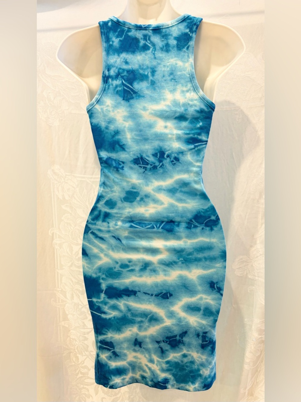 Talentless Aqua Tie Dye Tank Dress Mini Size S Bodycon Beach $49 - Picture 2 of 4